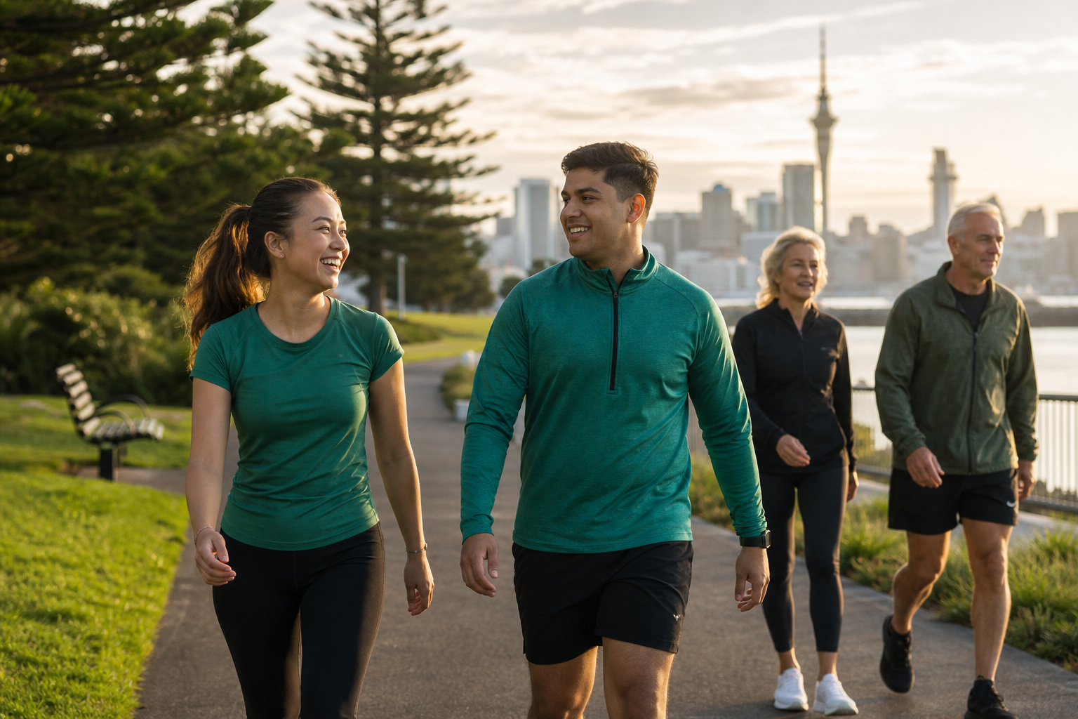 Shinessspark members on a morning walk in Auckland